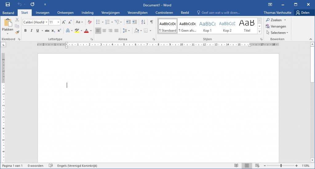 microsoft word 2016 blank page