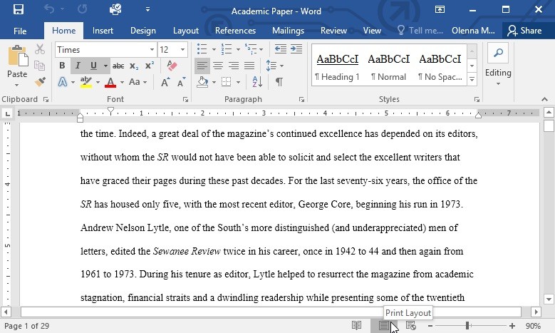 microsoft word 2016 ecample text in new document